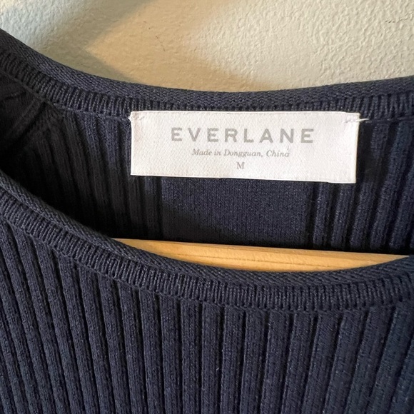 Everlane Navy The Sport Rib Knit Ribbed Bodycon Sweater Dress Medium - Picture 5 of 8
